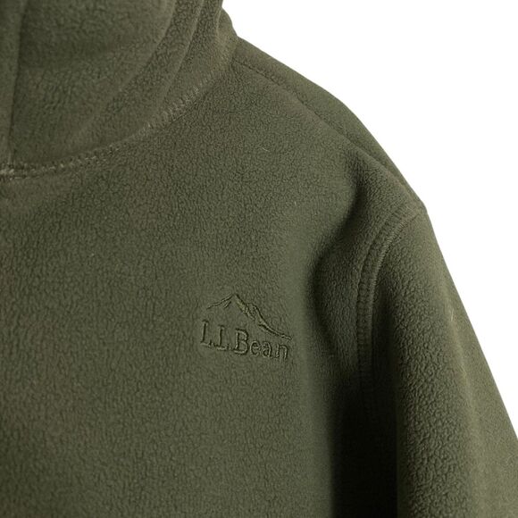 LL Bean Kids Fleece Jacket M 10-12 Full Zip Outdoor Olive Green Pockets Hiking - Picture 4 of 10